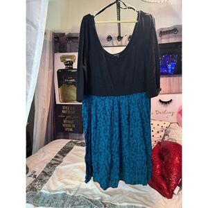 Vintage y2k pinup retro Torrid sz 2 rayon slub mini jersey  skater Dress
